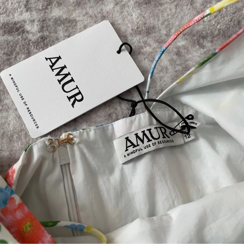 Amur Avian‎ Floral Puff Sleeve Mini Dress Size 12 New